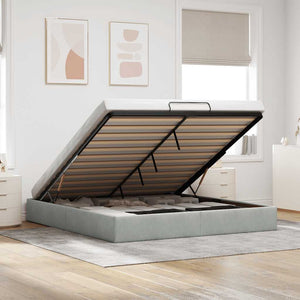 Ottoman Bett 160x200 cm Hellgrau Samt