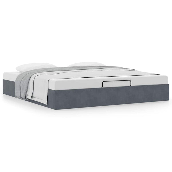 Ottoman Bett 160x200 cm Dunkelgrau Samt