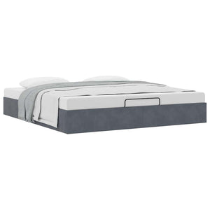 Ottoman Bett 160x200 cm Dunkelgrau Samt