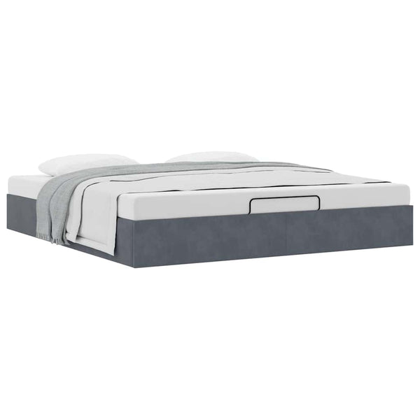 Ottoman Bett 160x200 cm Dunkelgrau Samt