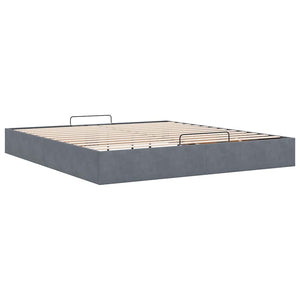 Ottoman Bett 160x200 cm Dunkelgrau Samt