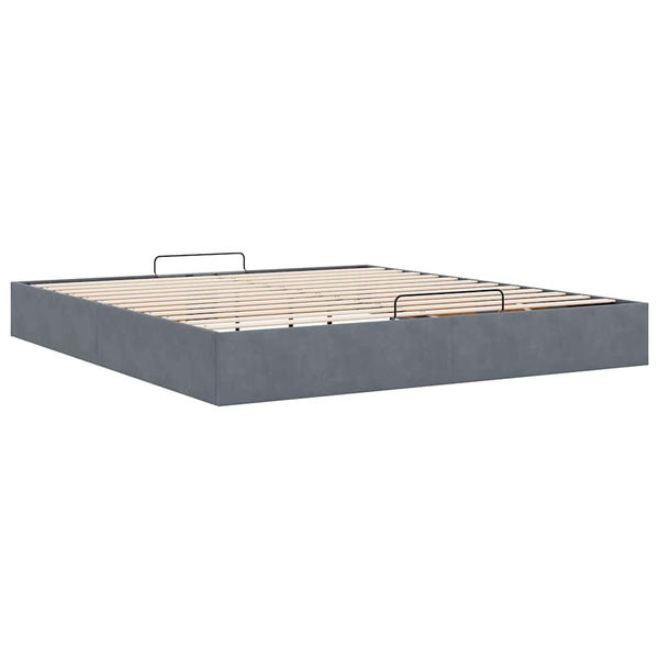 Ottoman Bett 160x200 cm Dunkelgrau Samt