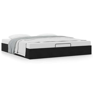 Ottoman Bett Schwarz 160x200 cm Samt