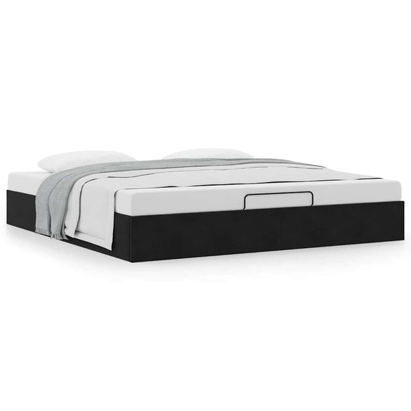 Ottoman Bett Schwarz 160x200 cm Samt