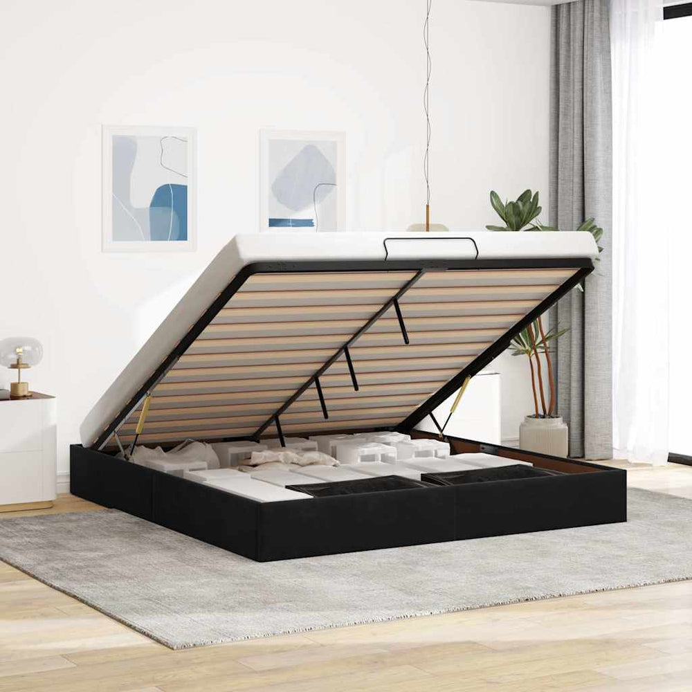 Ottoman Bett Schwarz 160x200 cm Samt