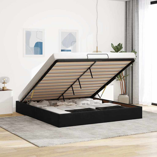 Ottoman Bett Schwarz 160x200 cm Samt