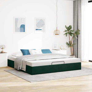 Ottoman Bett Dunkelgrün Samt 160x200 cm