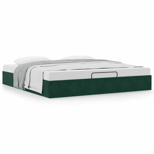 Ottoman Bett Dunkelgrün Samt 160x200 cm