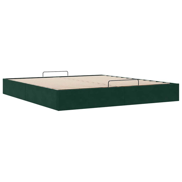 Ottoman Bett Dunkelgrün Samt 160x200 cm