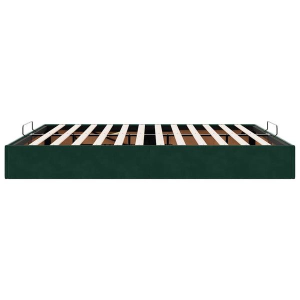Ottoman Bett Dunkelgrün Samt 160x200 cm