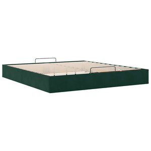 Ottoman Bett Dunkelgrün Samt 160x200 cm