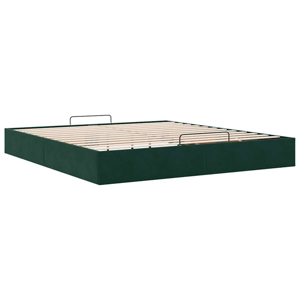 Ottoman Bett Dunkelgrün Samt 160x200 cm