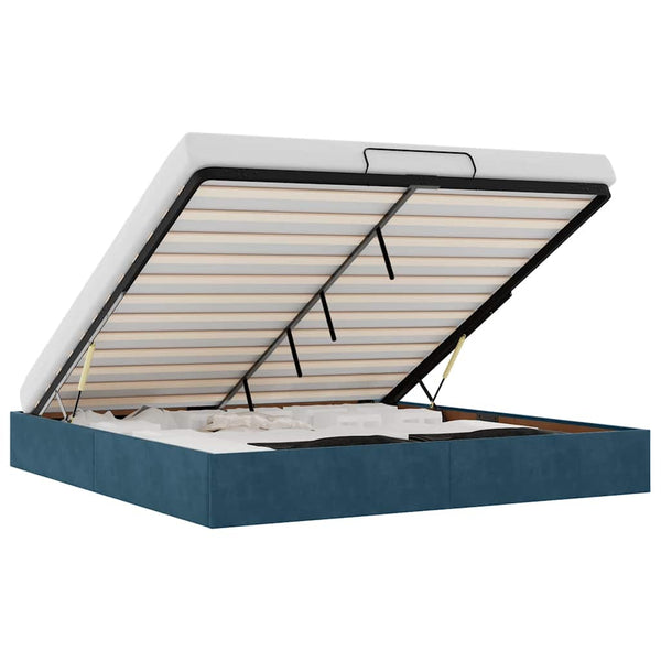Ottoman Bett Dunkelblau Samt 160x200 cm
