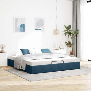 Ottoman Bett Dunkelblau Samt 160x200 cm
