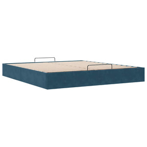 Ottoman Bett Dunkelblau Samt 160x200 cm