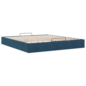 Ottoman Bett Dunkelblau Samt 160x200 cm