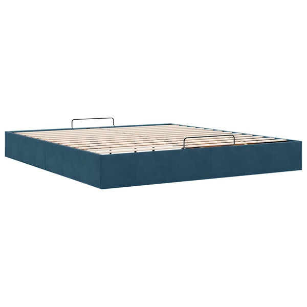 Ottoman Bett Dunkelblau Samt 160x200 cm