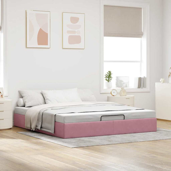 Ottoman Bett Rosa 160x200 cm Samt