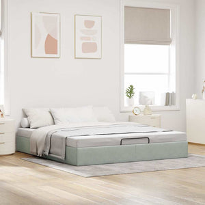 Ottoman Bett Hellgrau Samt 180x200 cm