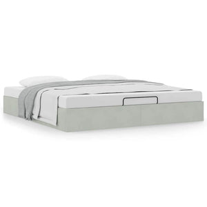 Ottoman Bett Hellgrau Samt 180x200 cm