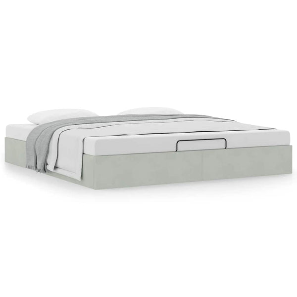 Ottoman Bett Hellgrau Samt 180x200 cm