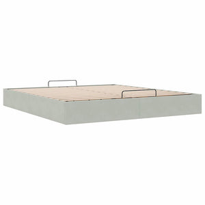 Ottoman Bett Hellgrau Samt 180x200 cm