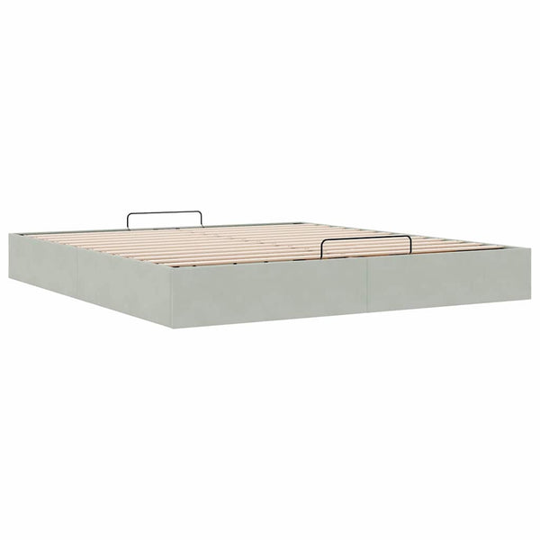 Ottoman Bett Hellgrau Samt 180x200 cm