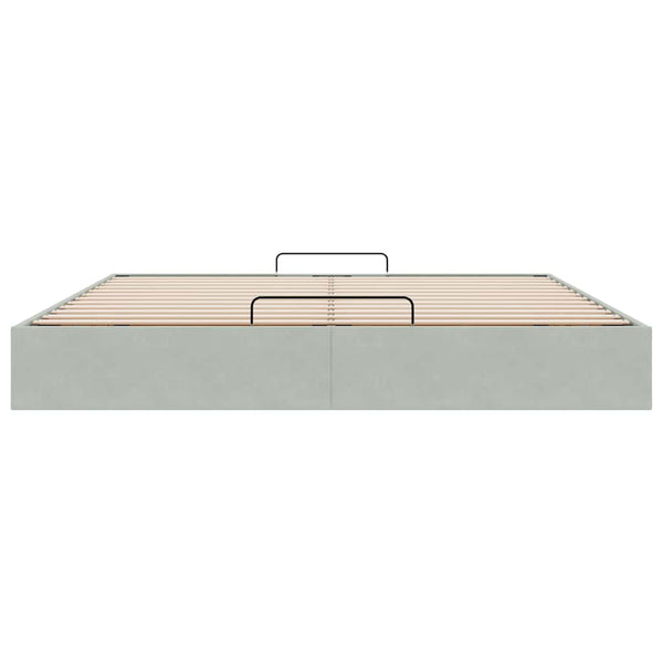 Ottoman Bett Hellgrau Samt 180x200 cm