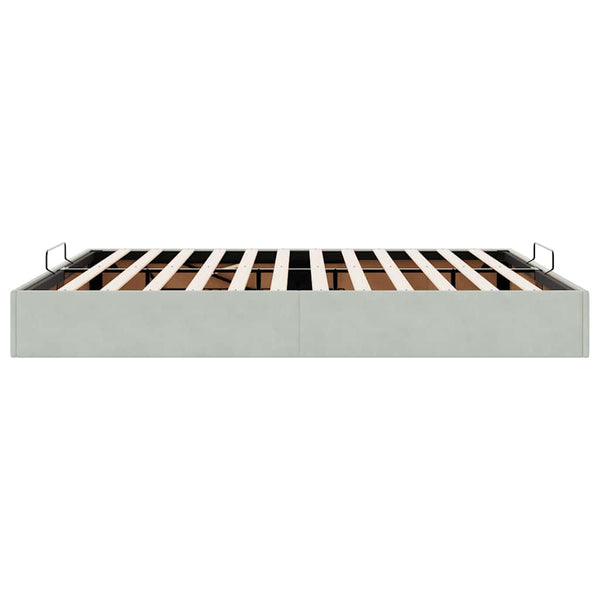 Ottoman Bett Hellgrau Samt 180x200 cm