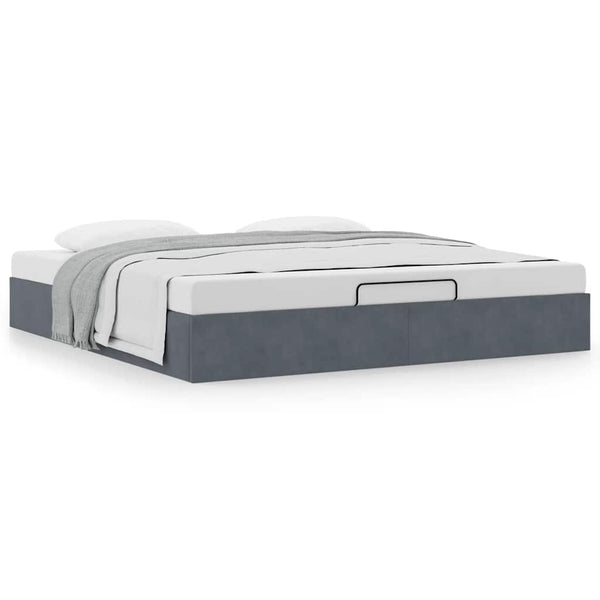Ottoman Bett Dunkelgrau 180x200 cm Samt