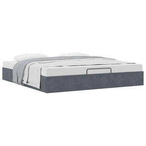 Ottoman Bett Dunkelgrau 180x200 cm Samt