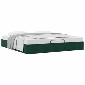 Ottoman Bett Dunkelgrün 180x200 cm Samt
