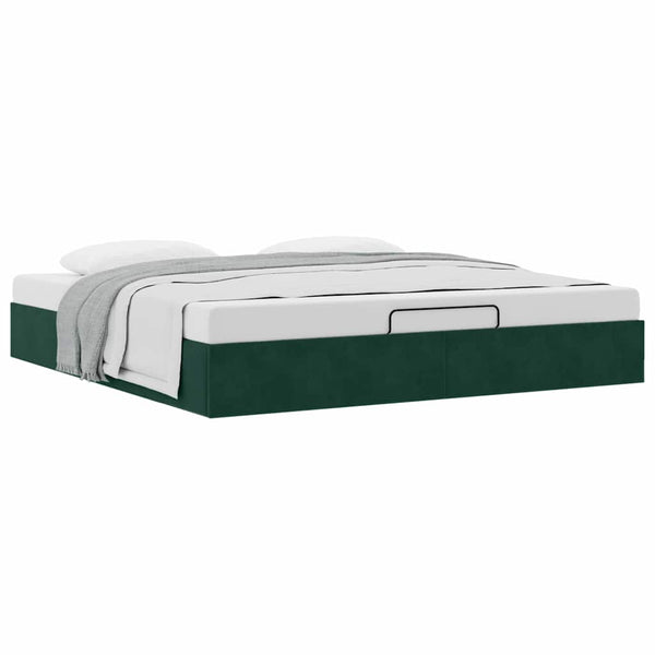 Ottoman Bett Dunkelgrün 180x200 cm Samt