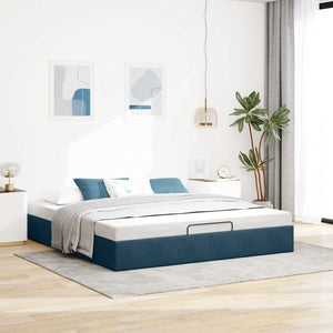 Ottoman Bett Dunkelblau 180x200 cm Samt