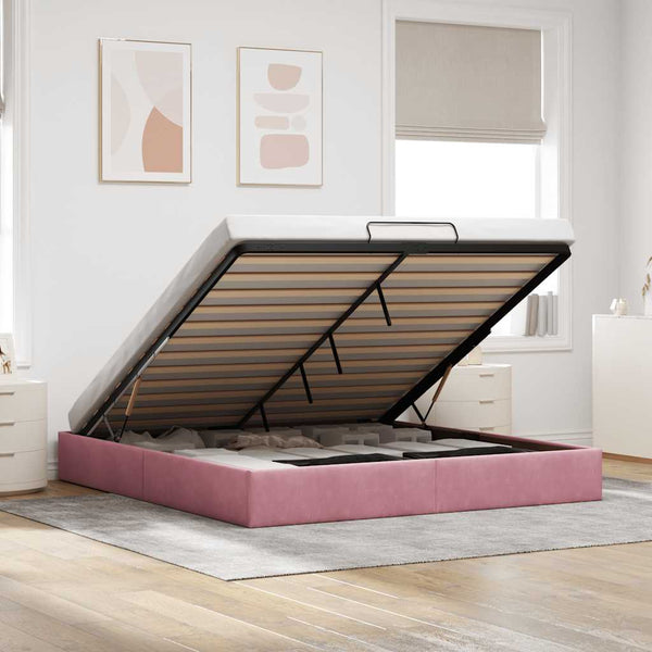 Ottoman Bett Rosa 180x200 cm Samt