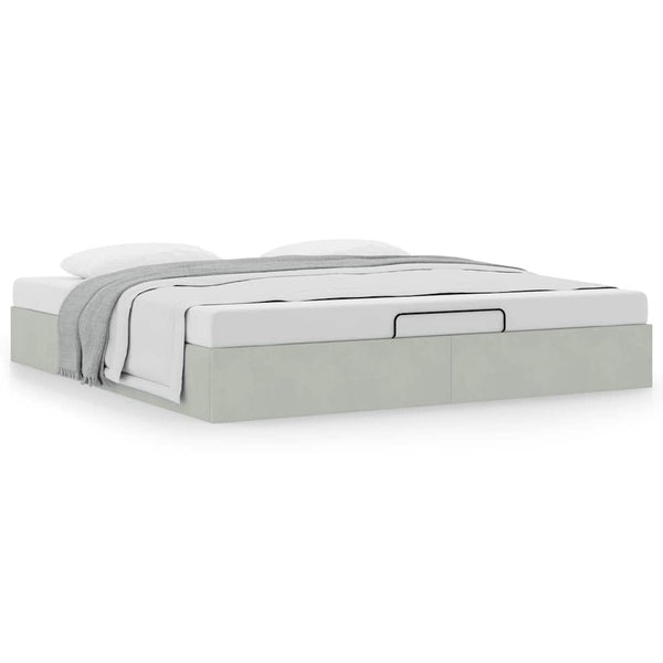 Ottoman Bett Hellgrau Samt 200x200 cm