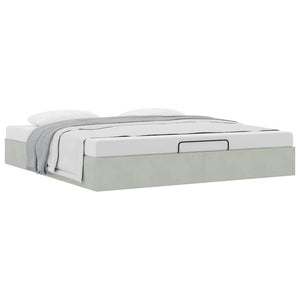 Ottoman Bett Hellgrau Samt 200x200 cm