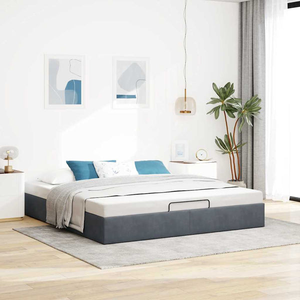 Ottoman Bett 200x200 cm Dunkelgrau Samt