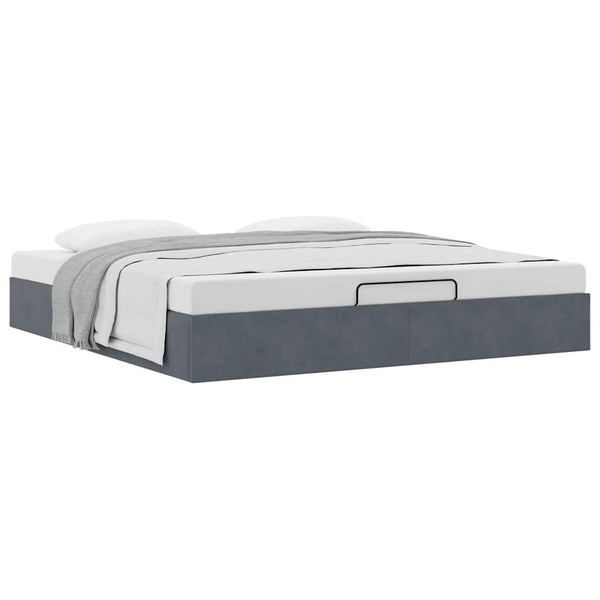 Ottoman Bett 200x200 cm Dunkelgrau Samt