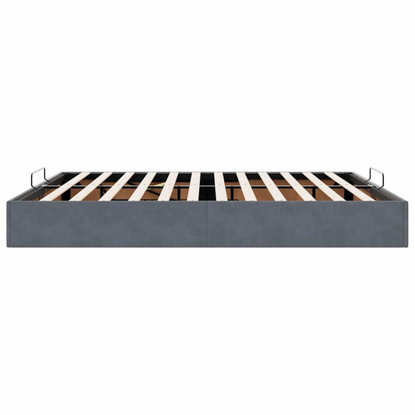 Ottoman Bett 200x200 cm Dunkelgrau Samt