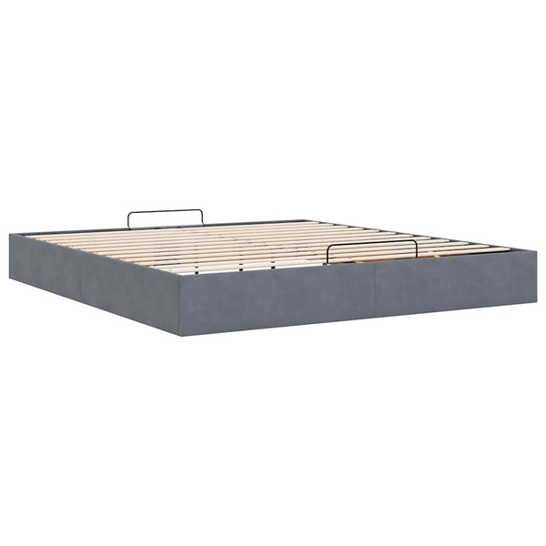Ottoman Bett 200x200 cm Dunkelgrau Samt