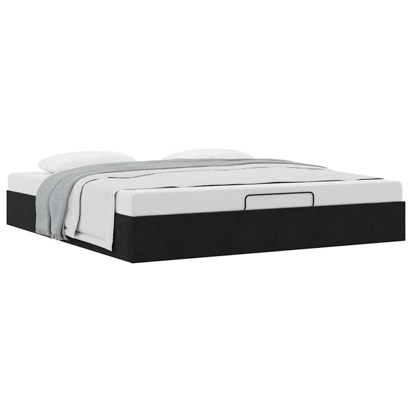 Ottoman Bett 200x200 Schwarz Samt
