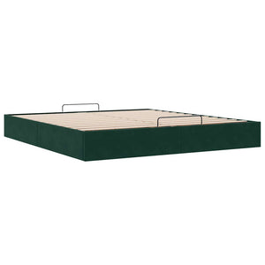 Ottoman Bett Dunkelgrün 200x200 cm Samt