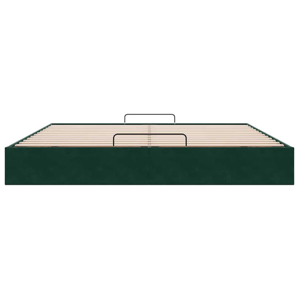 Ottoman Bett Dunkelgrün 200x200 cm Samt
