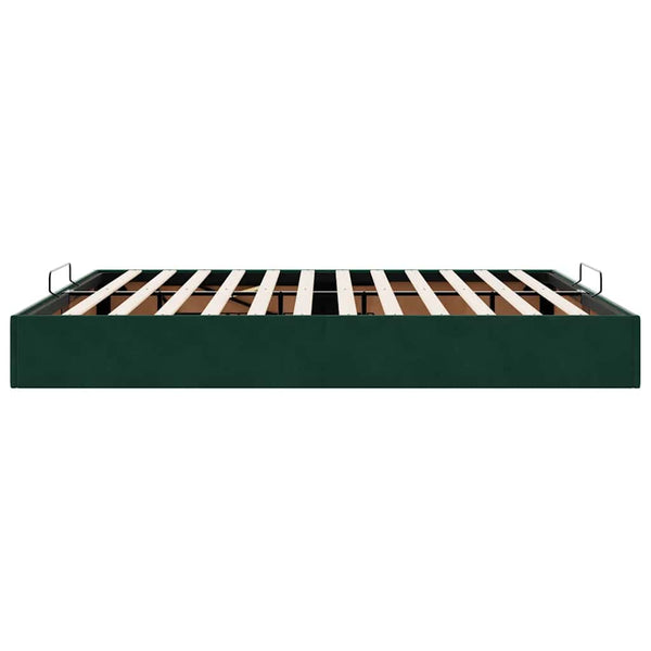 Ottoman Bett Dunkelgrün 200x200 cm Samt