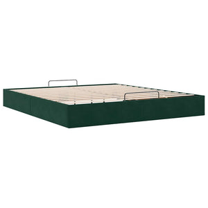 Ottoman Bett Dunkelgrün 200x200 cm Samt