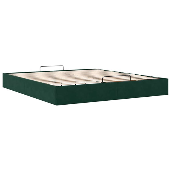 Ottoman Bett Dunkelgrün 200x200 cm Samt