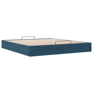 Ottoman Bett Dunkelblau Samt 200x200 cm