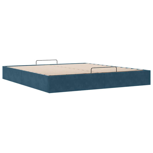Ottoman Bett Dunkelblau Samt 200x200 cm
