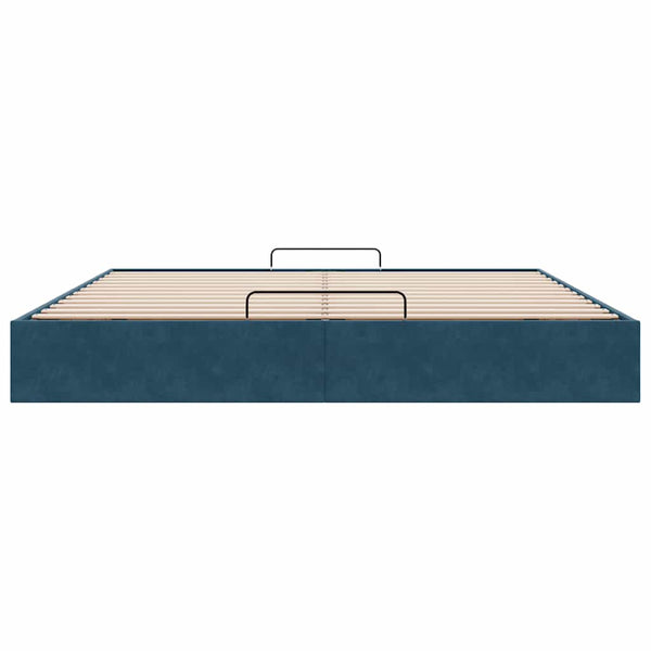 Ottoman Bett Dunkelblau Samt 200x200 cm